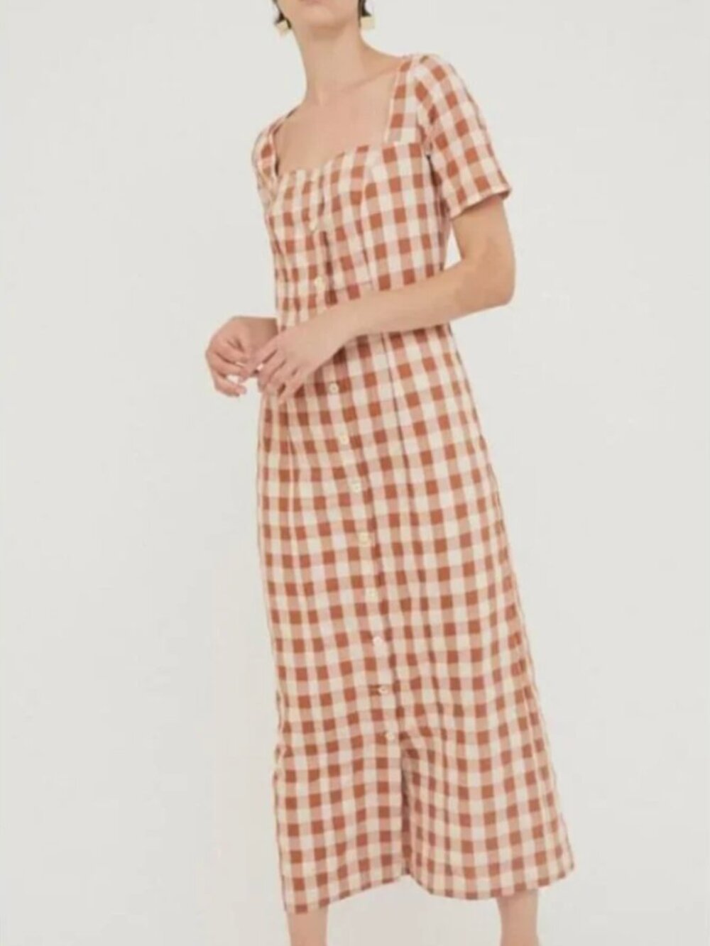 Rita Row Rust Gingham Maxi Dress, Small